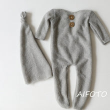Load image into Gallery viewer, Crochet Mohair Bebe Fotografia Baby Clothes Newborn Photography Props Boy Hats Romper Set Indoor DIY Photo Studio Accessories
