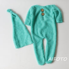 Load image into Gallery viewer, Crochet Mohair Bebe Fotografia Baby Clothes Newborn Photography Props Boy Hats Romper Set Indoor DIY Photo Studio Accessories

