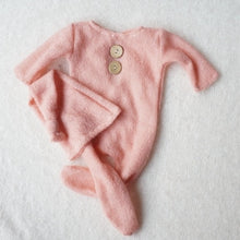 Load image into Gallery viewer, Crochet Mohair Bebe Fotografia Baby Clothes Newborn Photography Props Boy Hats Romper Set Indoor DIY Photo Studio Accessories
