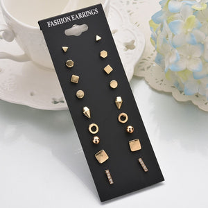 12 PCS/SET Lollipop&alpaca&Unicorn shape Earring Set For Girls Crystal Statement Earring Jewelry Metal Wedding Earrings ER200108