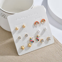 Load image into Gallery viewer, 12 PCS/SET Lollipop&amp;alpaca&amp;Unicorn shape Earring Set For Girls Crystal Statement Earring Jewelry Metal Wedding Earrings ER200108
