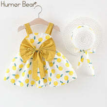 Load image into Gallery viewer, Humor Bear New Summer Baby Girl Clothes Strap Bow Vest + Floral Shorts + Fashion Hat 3Pcs Set Baby Clothing Suit Girls Clothes
