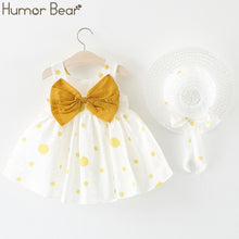 Load image into Gallery viewer, Humor Bear New Summer Baby Girl Clothes Strap Bow Vest + Floral Shorts + Fashion Hat 3Pcs Set Baby Clothing Suit Girls Clothes
