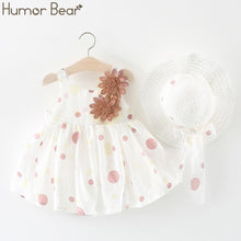 Load image into Gallery viewer, Humor Bear New Summer Baby Girl Clothes Strap Bow Vest + Floral Shorts + Fashion Hat 3Pcs Set Baby Clothing Suit Girls Clothes
