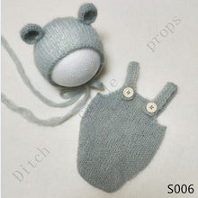 Load image into Gallery viewer, handmade mohair teddy bear hat + shorts     Newborn photography props

