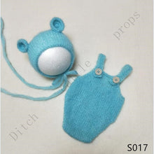 Load image into Gallery viewer, handmade mohair teddy bear hat + shorts     Newborn photography props
