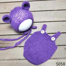Load image into Gallery viewer, handmade mohair teddy bear hat + shorts     Newborn photography props
