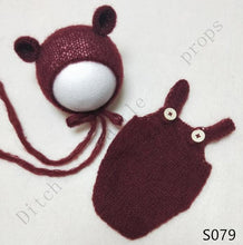 Load image into Gallery viewer, handmade mohair teddy bear hat + shorts     Newborn photography props
