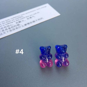 1 Pair Cartoon Gummy Bear Earring For Women Girl Lovely Handmade Colorful Resin Candy Stud Earring Funny Jewelry