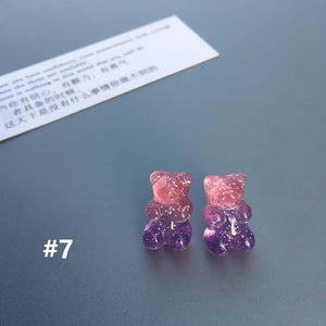 1 Pair Cartoon Gummy Bear Earring For Women Girl Lovely Handmade Colorful Resin Candy Stud Earring Funny Jewelry