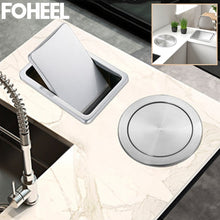 Load image into Gallery viewer, FOHEEL Kitchen Sink parts Kitchen Counter Top Stainless Steel Flush Recessed Swing Flap Lid Cover Trash Bin Garbage Can FKS49
