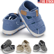 Load image into Gallery viewer, Fashion Baby Sandals Toddler Infant Hollow Soft Crib Sole Canvas Shoes Little Girls Boys Kids Soft Crib Prewalker Sandals Clogs
