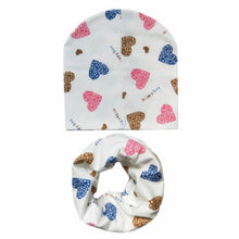 Load image into Gallery viewer, Autumn Winter Baby Hat Set Boys Girls Neck Scarf Spring Warm Neckerchief Kids Beanies Sets Cotton Children Hat Scarf 2pcs Sets
