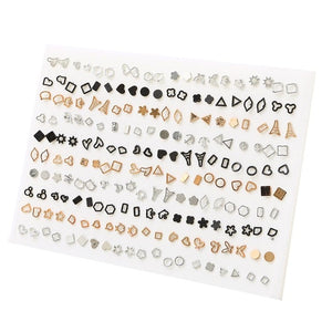 100Pair/lot Multi-style Colorful Fruit Flower Geometric Crystal Stud Earrings Set For Women Girls Plastic Earrings Jewelry Gifts