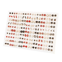 Load image into Gallery viewer, 100Pair/lot Multi-style Colorful Fruit Flower Geometric Crystal Stud Earrings Set For Women Girls Plastic Earrings Jewelry Gifts
