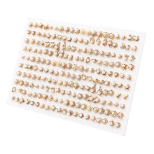 Load image into Gallery viewer, 100Pair/lot Multi-style Colorful Fruit Flower Geometric Crystal Stud Earrings Set For Women Girls Plastic Earrings Jewelry Gifts
