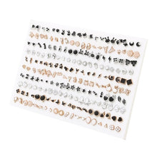 Load image into Gallery viewer, 100Pair/lot Multi-style Colorful Fruit Flower Geometric Crystal Stud Earrings Set For Women Girls Plastic Earrings Jewelry Gifts
