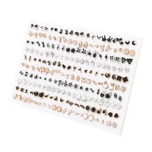 100Pair/lot Multi-style Colorful Fruit Flower Geometric Crystal Stud Earrings Set For Women Girls Plastic Earrings Jewelry Gifts