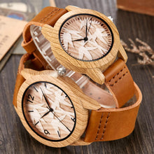 Load image into Gallery viewer, Creative Wood Watch Men Women Couple Quartz Imitate Bamboo Wooden Watch Minimalist Watches Soft Brown Leather Wrist Clock Reloj

