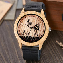 Load image into Gallery viewer, Creative Wood Watch Men Women Couple Quartz Imitate Bamboo Wooden Watch Minimalist Watches Soft Brown Leather Wrist Clock Reloj
