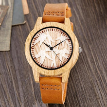 Load image into Gallery viewer, Creative Wood Watch Men Women Couple Quartz Imitate Bamboo Wooden Watch Minimalist Watches Soft Brown Leather Wrist Clock Reloj
