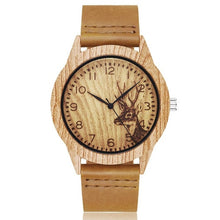 Load image into Gallery viewer, Creative Wood Watch Men Women Couple Quartz Imitate Bamboo Wooden Watch Minimalist Watches Soft Brown Leather Wrist Clock Reloj

