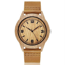 Load image into Gallery viewer, Creative Wood Watch Men Women Couple Quartz Imitate Bamboo Wooden Watch Minimalist Watches Soft Brown Leather Wrist Clock Reloj
