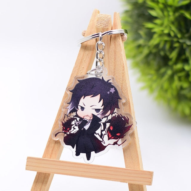 2019 Bungo Stray Dogs Keychain Double Sided Key Chain Acrylic Pendant Anime Accessories Cartoon Key Ring