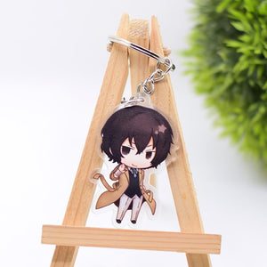 2019 Bungo Stray Dogs Keychain Double Sided Key Chain Acrylic Pendant Anime Accessories Cartoon Key Ring