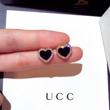 Load image into Gallery viewer, Cute Korean Earrings Heart Bling Zircon Stone Rose Gold Stud Earrings for Women Fashion Jewelry 2019 New Gift

