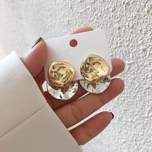 Load image into Gallery viewer, AOMU 2020 S925 Silver Geometric Irregular Disc Folds Gold Silver Color Metal Stud Earrings for Women Gift Party Jewelry Gift
