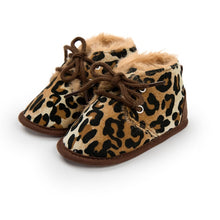 Load image into Gallery viewer, Brand New Toddler Infant Newborn Baby Boy Girl Winter Fur Snow Boots Warm Shoes Booties Casual Leopard Little Kids Strappy Shoes
