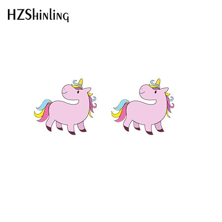 2019 New Cute Unicorn Acrylic Earring Baby Unicorn Resin Earring Epoxy Art Stud Earrings Gifts Girl Boy