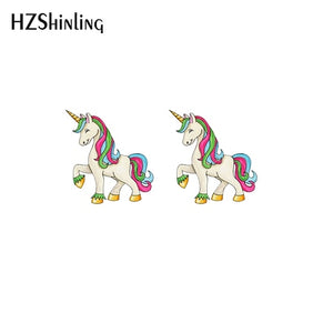 2019 New Cute Unicorn Acrylic Earring Baby Unicorn Resin Earring Epoxy Art Stud Earrings Gifts Girl Boy
