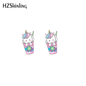 2019 New Cute Unicorn Acrylic Earring Baby Unicorn Resin Earring Epoxy Art Stud Earrings Gifts Girl Boy