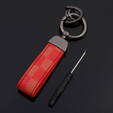 Load image into Gallery viewer, Luxury Genuine Leather Lanyard Keychain Men Women Square Pattern Gunmetal Buckle Car Key Ring Holder Jewelry Gift Chaveiro
