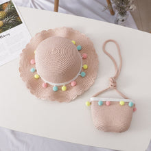 Load image into Gallery viewer, Children Girl Fashion Concise Casual Cute Sweet Breathable Sunscreen Beach Sun Hat With Bag Toddler Girls Accessories 1-8Y
