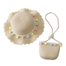 Load image into Gallery viewer, Children Girl Fashion Concise Casual Cute Sweet Breathable Sunscreen Beach Sun Hat With Bag Toddler Girls Accessories 1-8Y

