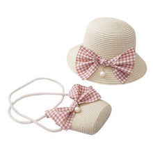 Load image into Gallery viewer, Children Girl Fashion Concise Casual Cute Sweet Breathable Sunscreen Beach Sun Hat With Bag Toddler Girls Accessories 1-8Y
