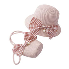 Load image into Gallery viewer, Children Girl Fashion Concise Casual Cute Sweet Breathable Sunscreen Beach Sun Hat With Bag Toddler Girls Accessories 1-8Y
