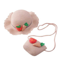 Load image into Gallery viewer, Children Girl Fashion Concise Casual Cute Sweet Breathable Sunscreen Beach Sun Hat With Bag Toddler Girls Accessories 1-8Y
