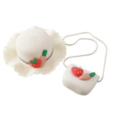 Load image into Gallery viewer, Children Girl Fashion Concise Casual Cute Sweet Breathable Sunscreen Beach Sun Hat With Bag Toddler Girls Accessories 1-8Y
