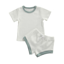 Load image into Gallery viewer, 2020 Toddler Baby Boys Girls Summer Clothing Newborn Kids Baby Girls Ribbed Knitted Short Sleeve T-shirts+Shorts Tracksuits Sets
