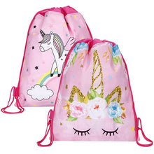 Load image into Gallery viewer, Free shipping Unicorn Drawstring bag for Girls Travel Storage Package Cartoon School Backpacks Children Birthday Party Favors
