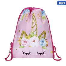 Load image into Gallery viewer, Free shipping Unicorn Drawstring bag for Girls Travel Storage Package Cartoon School Backpacks Children Birthday Party Favors
