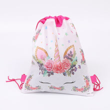 Load image into Gallery viewer, Free shipping Unicorn Drawstring bag for Girls Travel Storage Package Cartoon School Backpacks Children Birthday Party Favors
