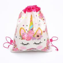 Load image into Gallery viewer, Free shipping Unicorn Drawstring bag for Girls Travel Storage Package Cartoon School Backpacks Children Birthday Party Favors
