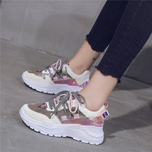 Load image into Gallery viewer, Lace-Up  Women Sneakers  Fila Shoes  Woman Shoes Sneakers PU Women Designer Sneakers Beige Casual Shoes  Zapatos De Mujer
