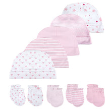 Load image into Gallery viewer, Baby Hat and Mittens Girl Boy Cap Socks Comfy Infant Hat &amp; Gloves Cotton Toddler Newborn Baby Accessorise For 0-6
