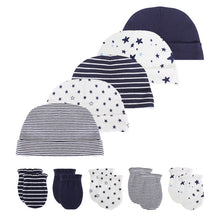 Load image into Gallery viewer, Baby Hat and Mittens Girl Boy Cap Socks Comfy Infant Hat &amp; Gloves Cotton Toddler Newborn Baby Accessorise For 0-6
